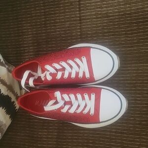Red bedazzled sneakers